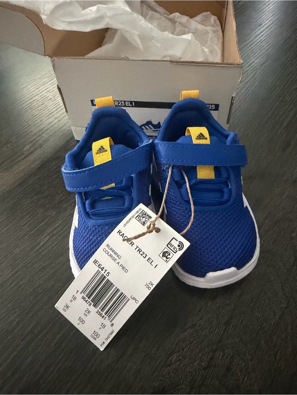 Addidas Kids Royal Blue and White Hook-and-Loop Sneakers